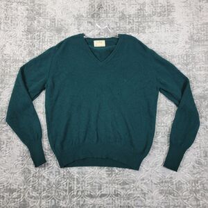 Vintage LL Bean V Neck Sweater Mens XL Green Lambswool Grandpa USA Made Distress